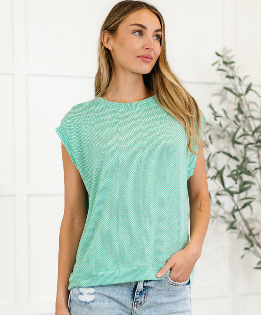 Casually Iconic Waffle Knit Top | Mint