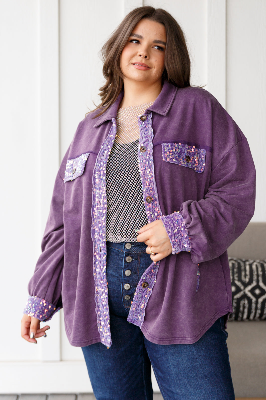 Chaos of Sequins Shacket | Purple