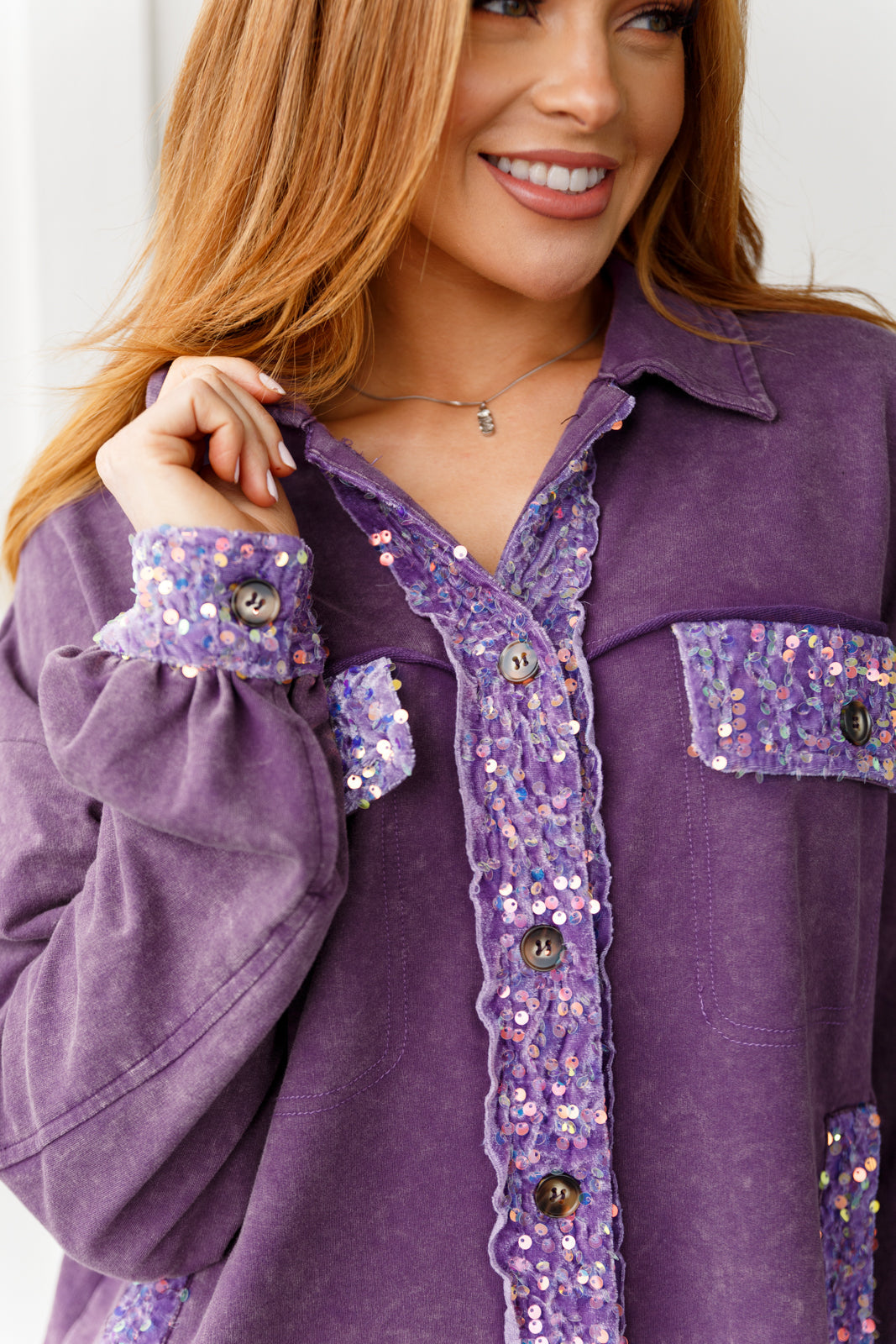 Chaos of Sequins Shacket | Purple