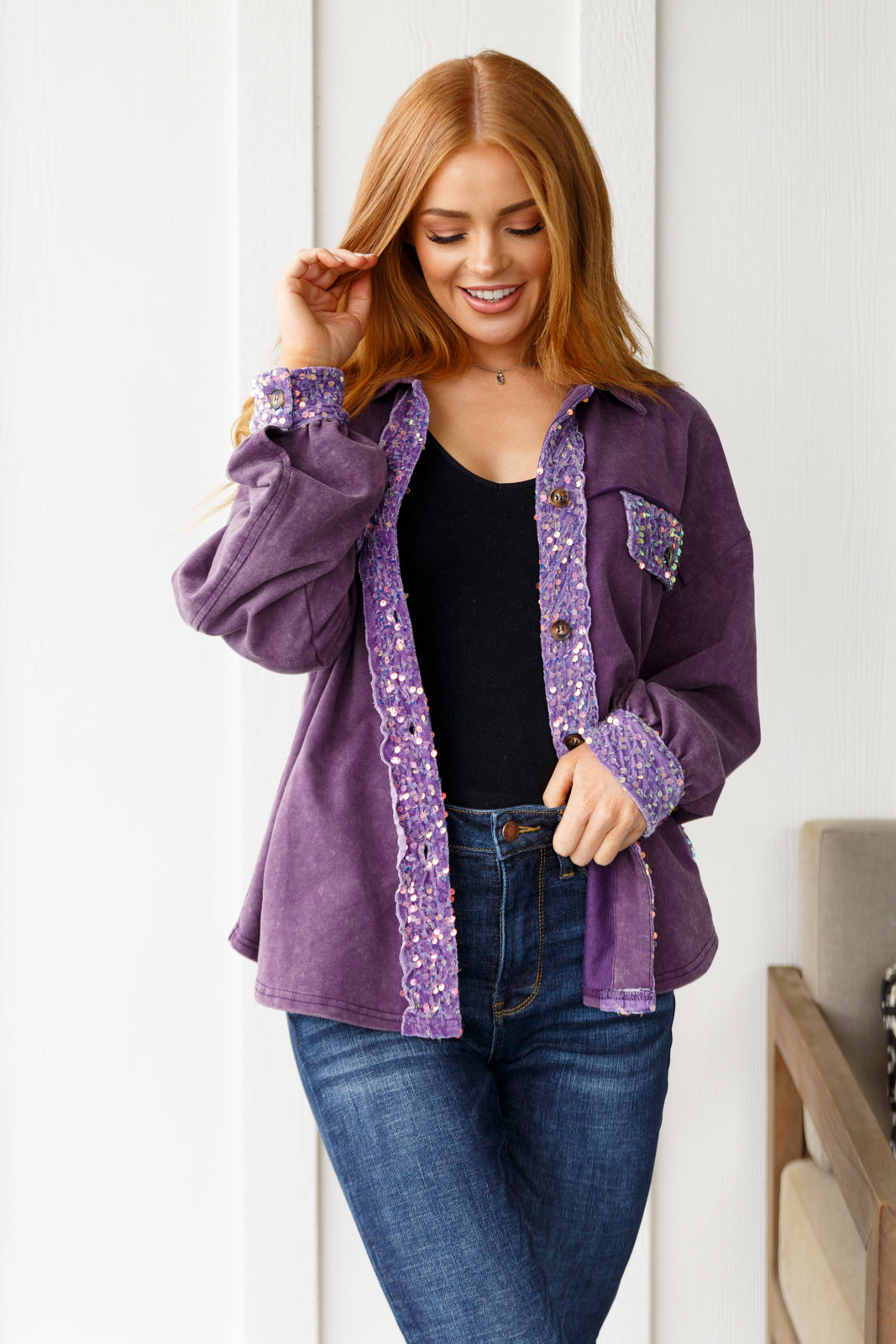 Chaos of Sequins Shacket | Purple