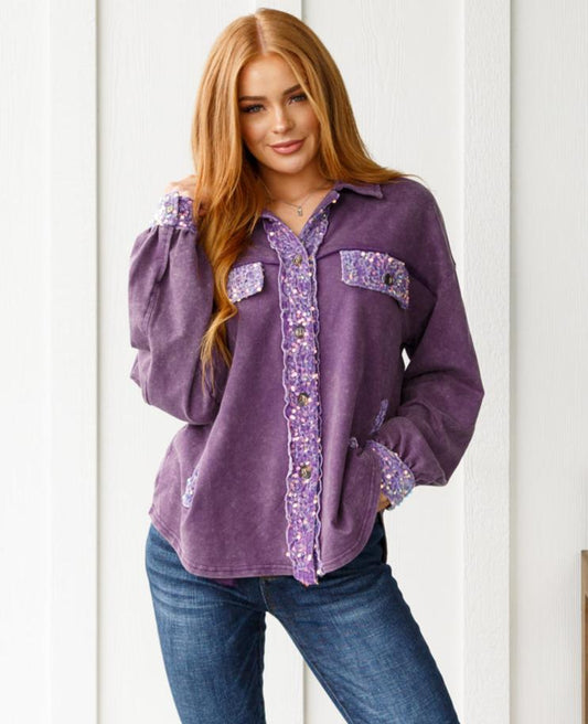 Chaos of Sequins Shacket | Purple