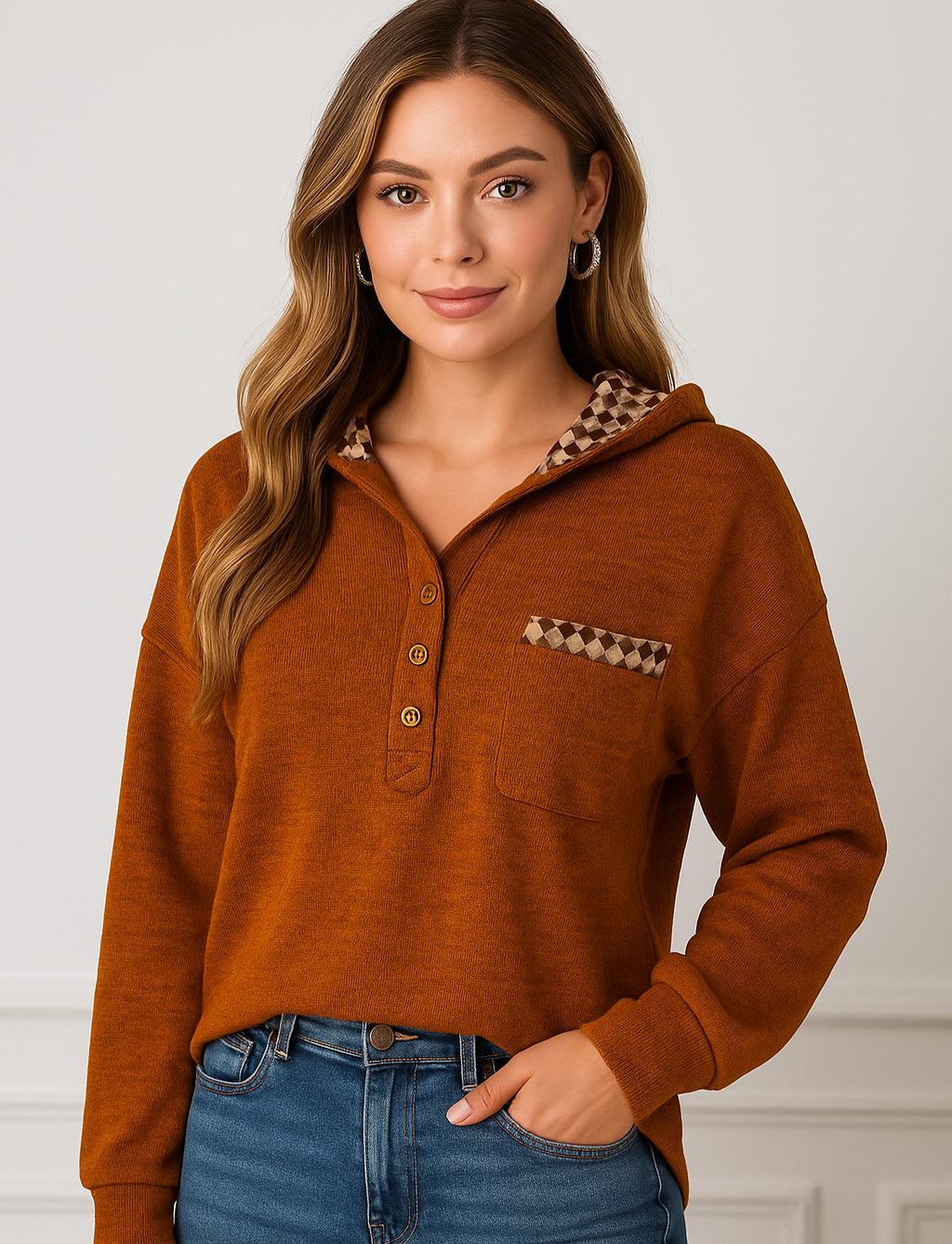 Presley Patchwork Henley Top