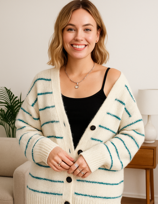 Maxine Striped Button-Up Cardigan