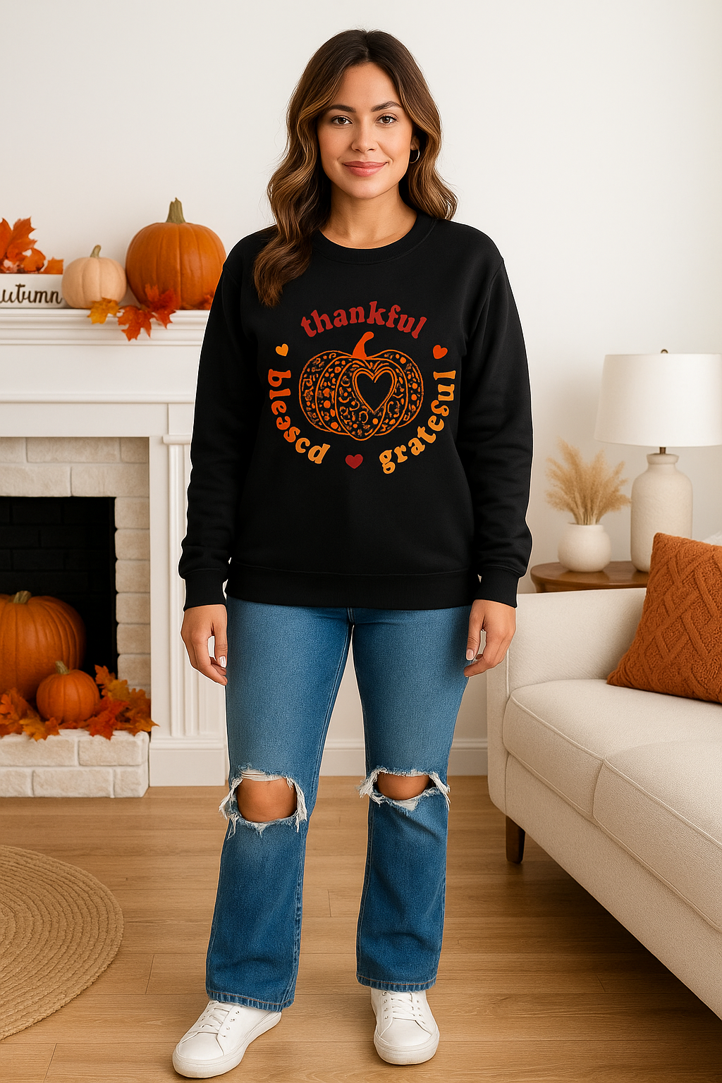 Thankful Pumpkin Graphic Sweatshirt