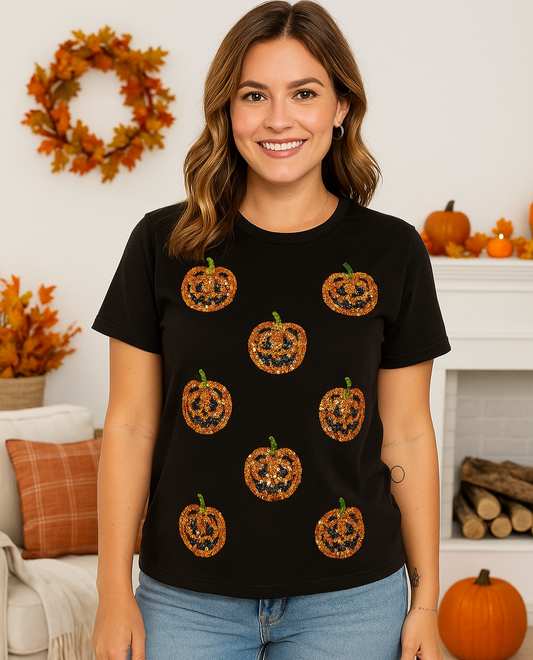 Pumpkin Sequin Top