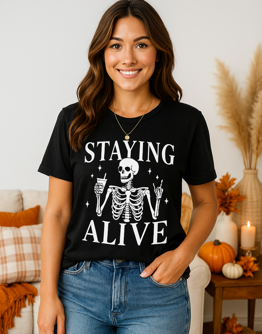Staying Alive Skelly Graphic Tee
