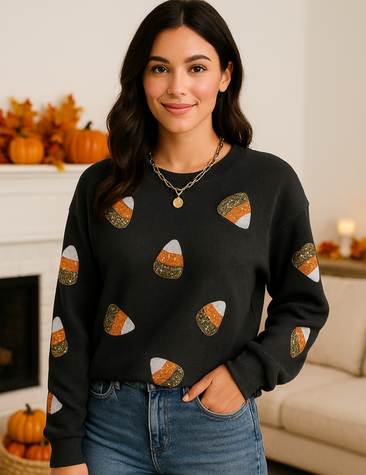 Candy Corn Sequin Sweatshirt