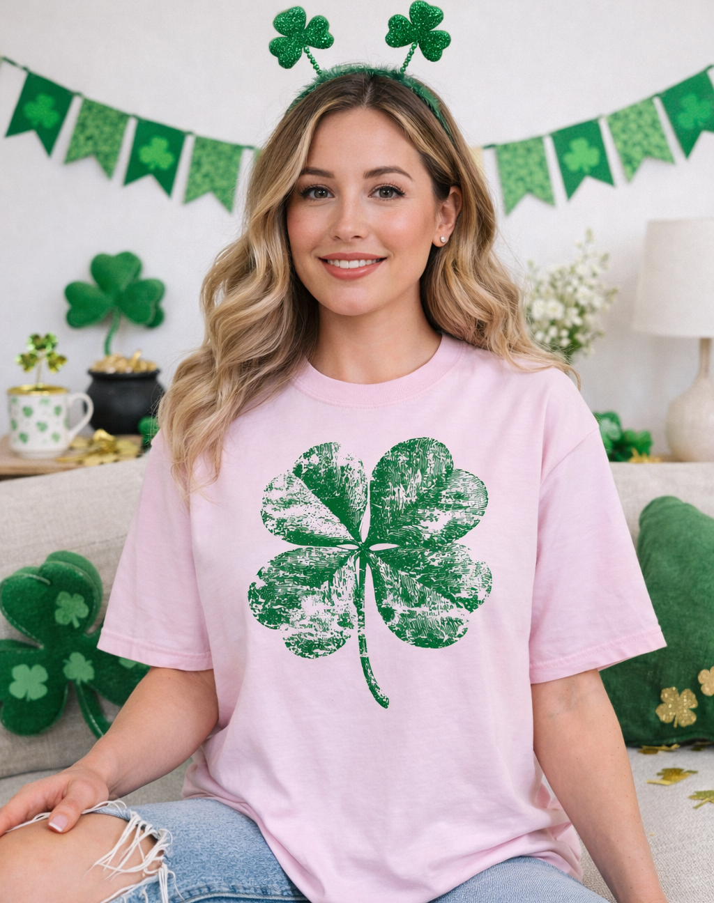 Distressed Shamrock Graphic Tee