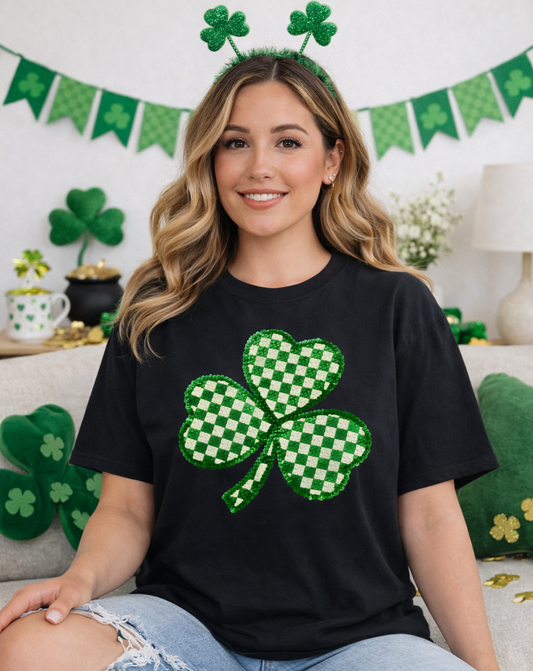 Checkered Shamrock Graphic Tee