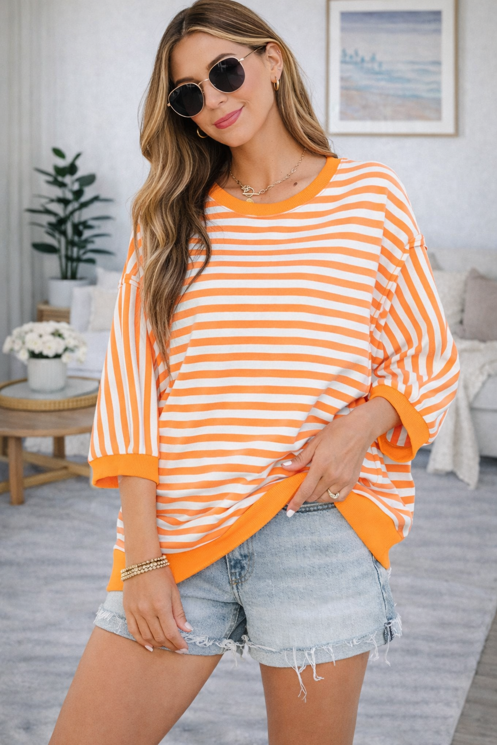 Estrella Striped Pullover Top