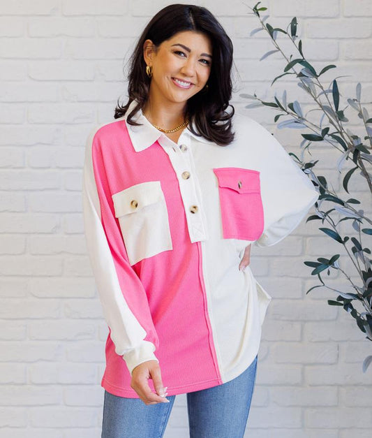 Chip Off the Old Colorblock Top | Pink