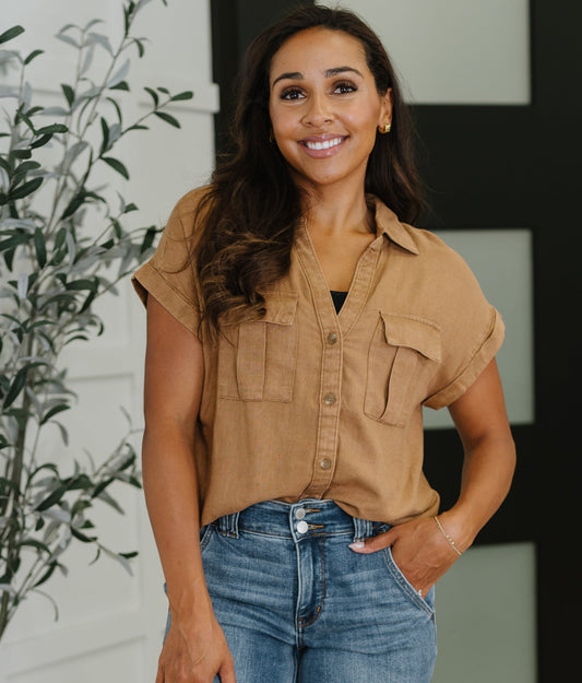 Cloud Nine to Five Blouse | Deep Camel