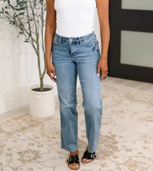 Corrine Mid Rise Control Top Vintage Straight Jeans