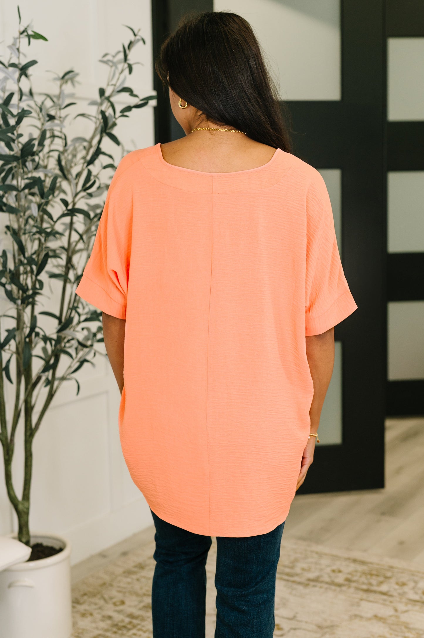 Counter Part Crinkle Top | Coral