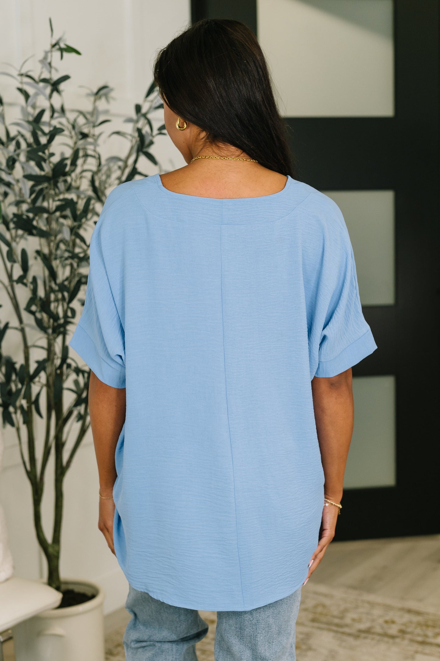 Counter Part Crinkle Top | Cornflower Blue