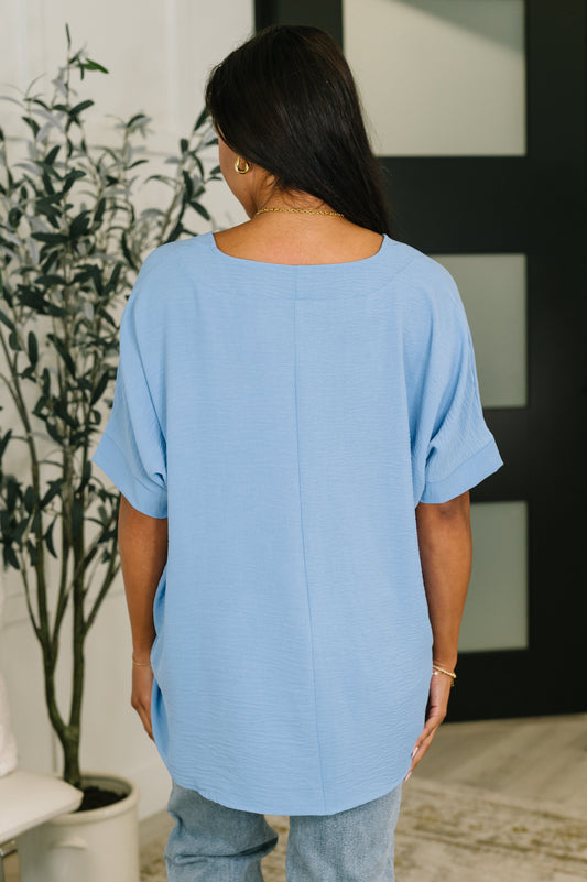 Counter Part Crinkle Top | Cornflower Blue