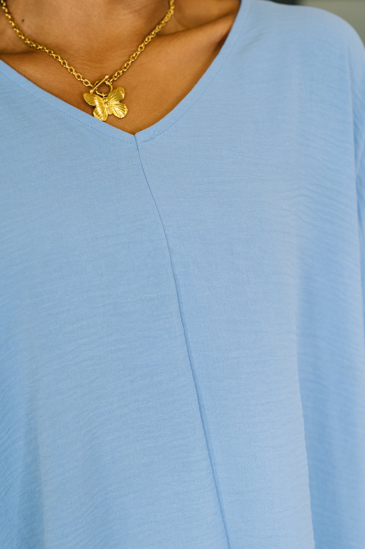 Counter Part Crinkle Top | Cornflower Blue