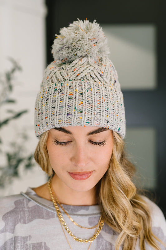 Cover Your Ears Pom Pom Beanie | Grey