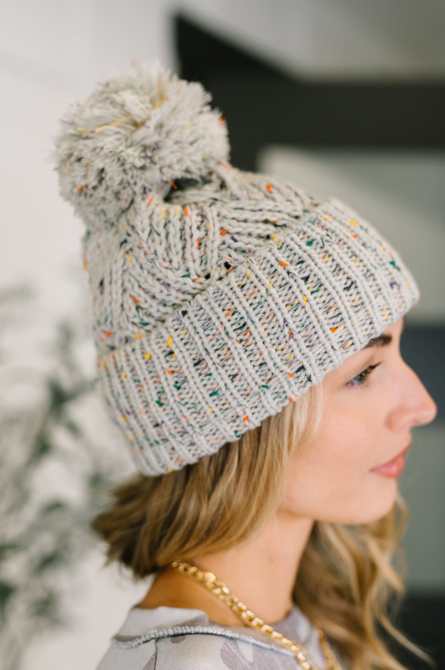 Cover Your Ears Pom Pom Beanie | Grey