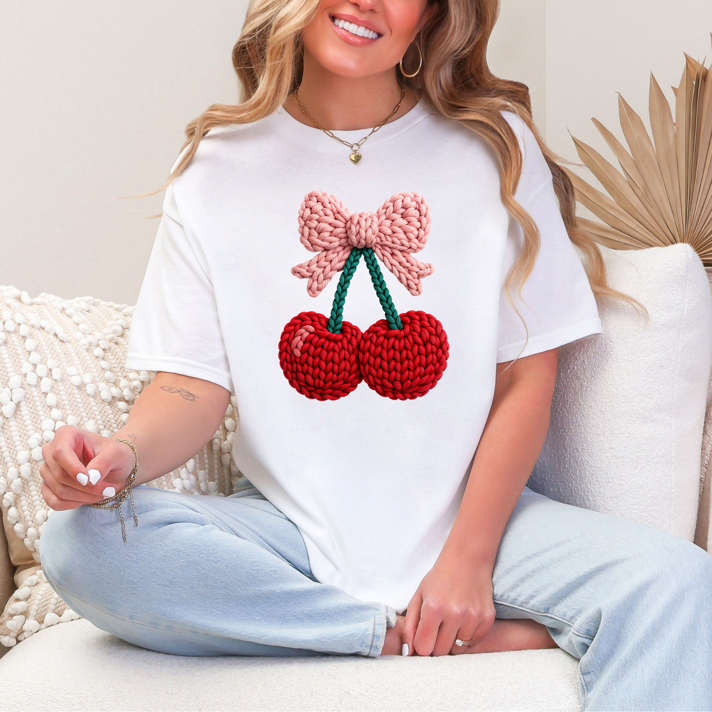 Crochet Cherry Graphic Tee or Sweatshirt