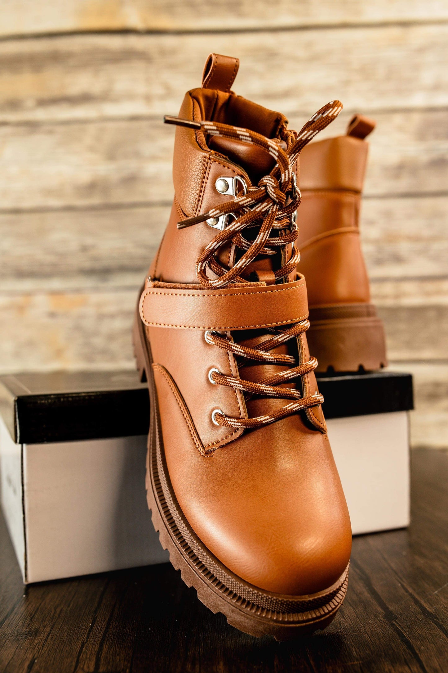 Pat Lace Up Booties | Camel