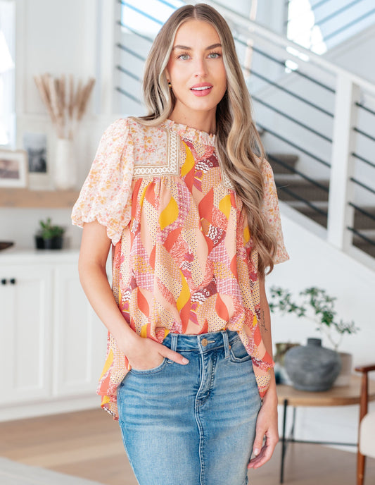 Day Dreamer Mixed Floral Top | Mauve