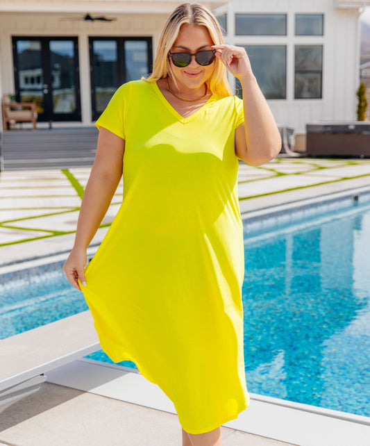 Dolman Sleeve Maxi Dress | Neon Yellow