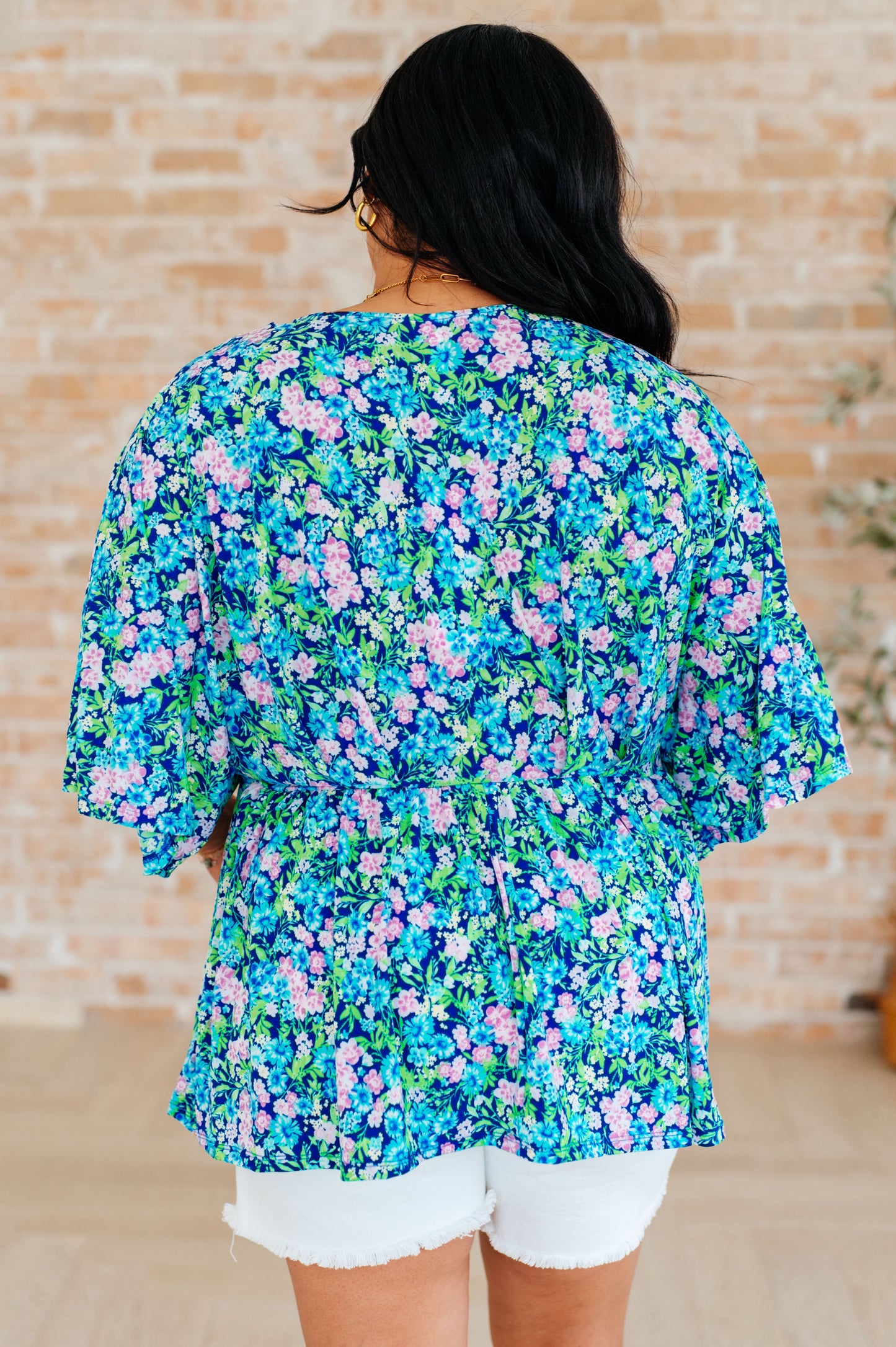 Dreamer Peplum Top | Navy & Mint Floral