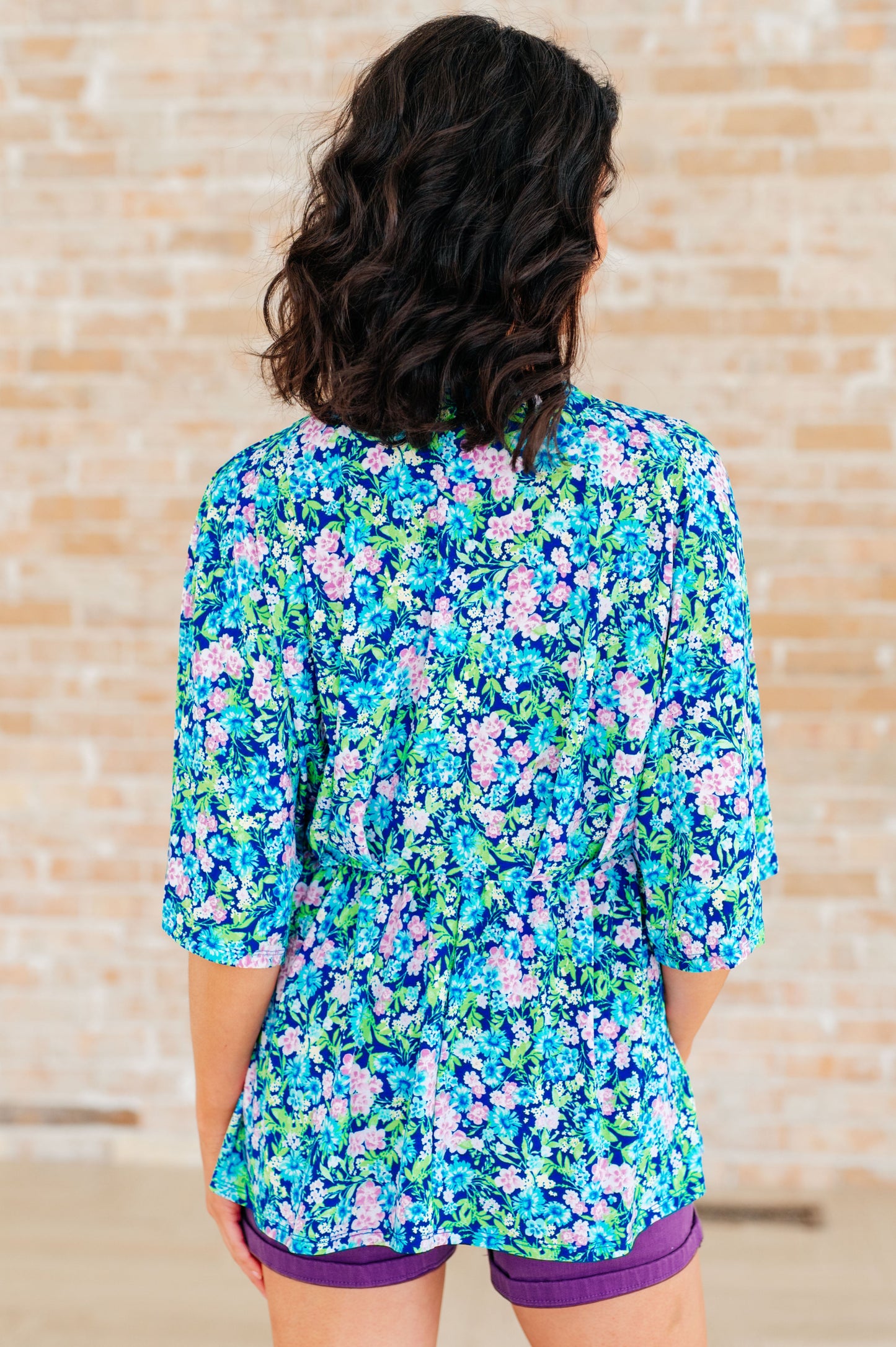 Dreamer Peplum Top | Navy & Mint Floral