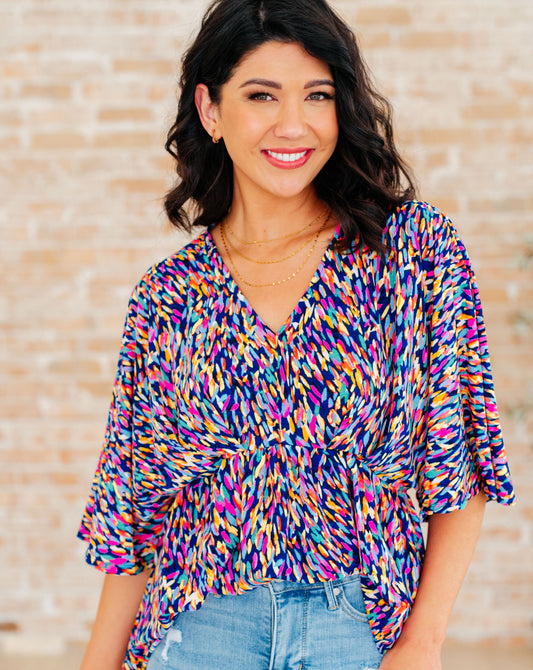 Dreamer Peplum Top | Painted Royal Multi