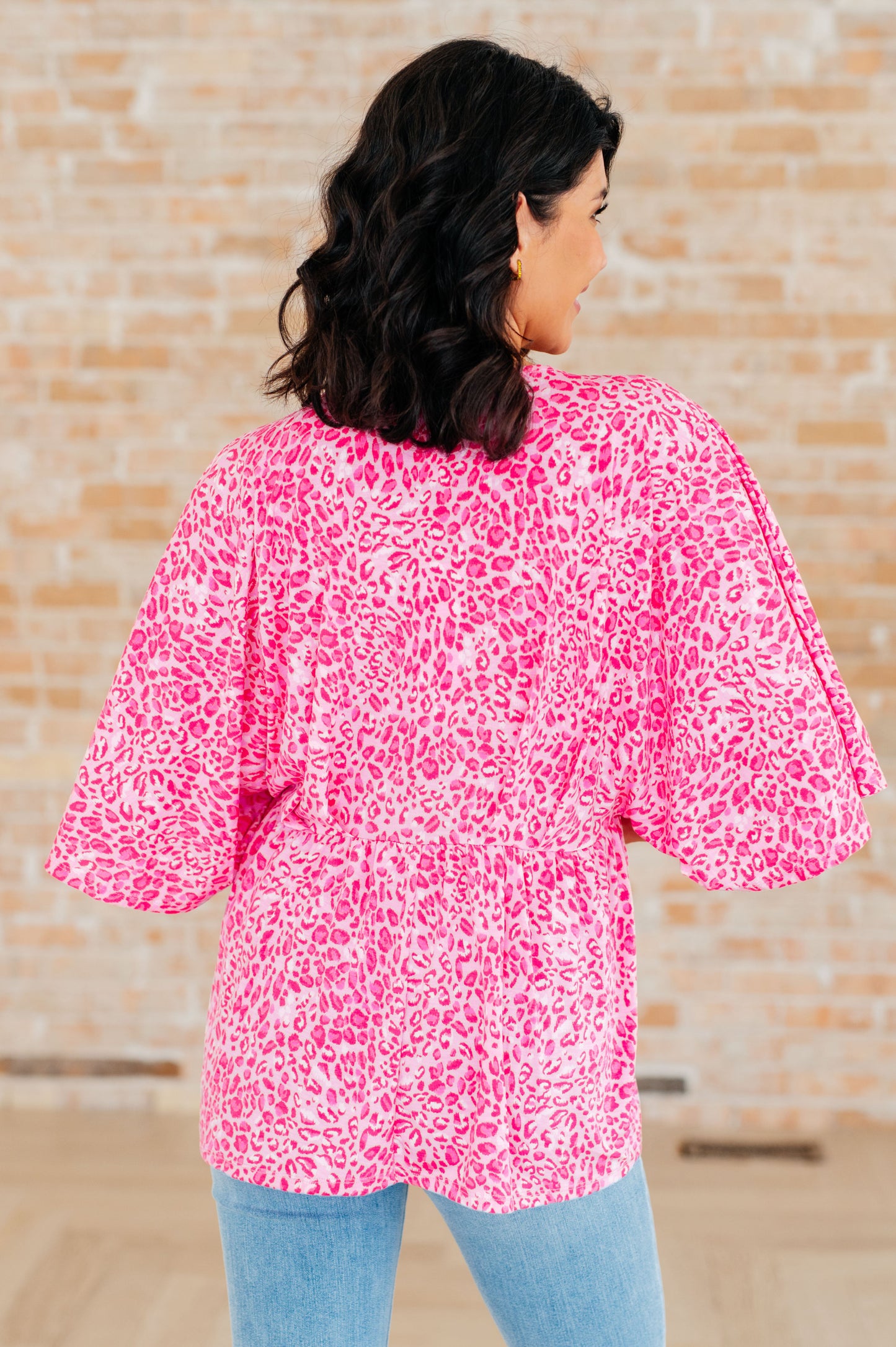 Dreamer Peplum Top | Pink Leopard