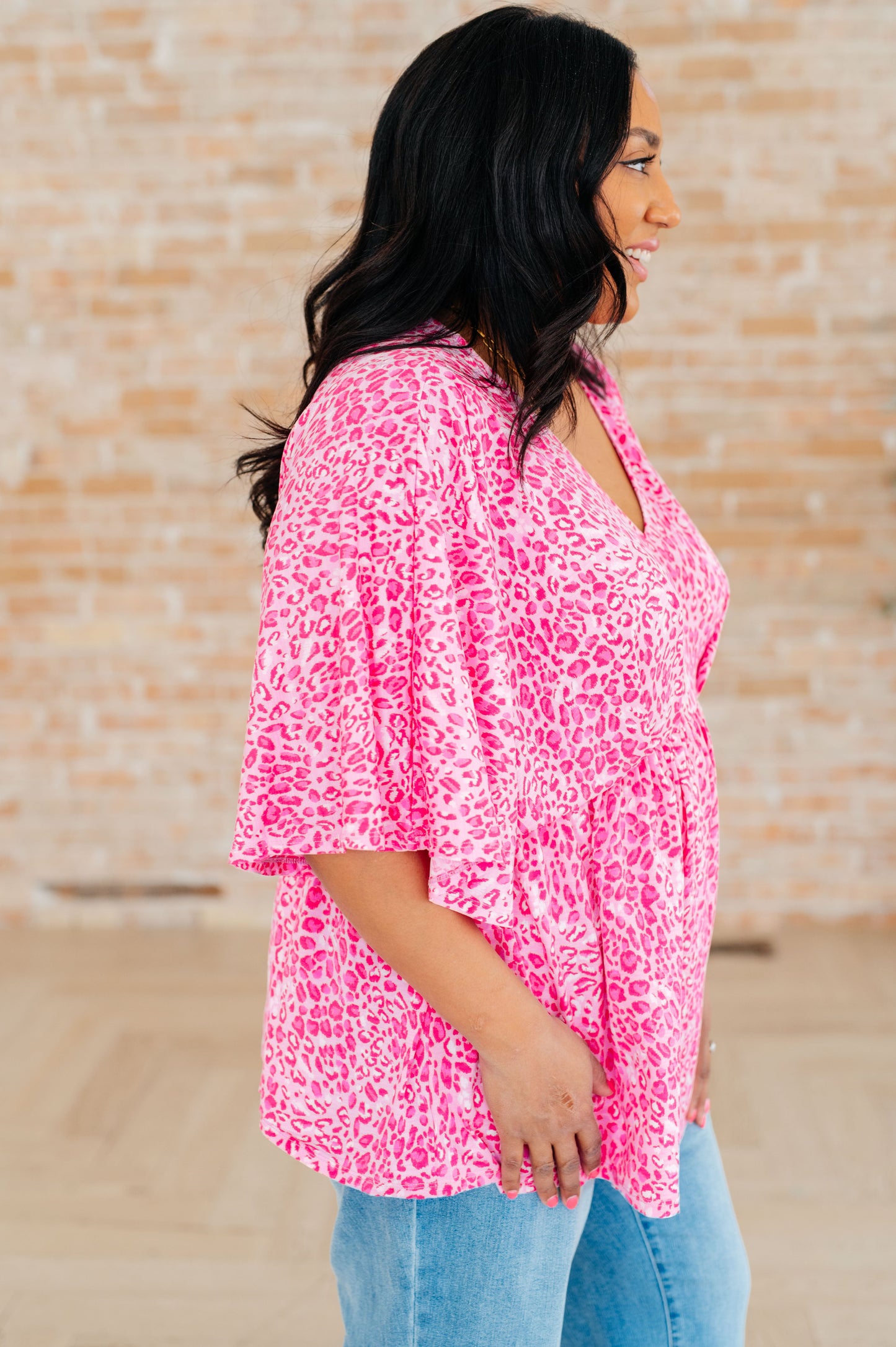 Dreamer Peplum Top | Pink Leopard