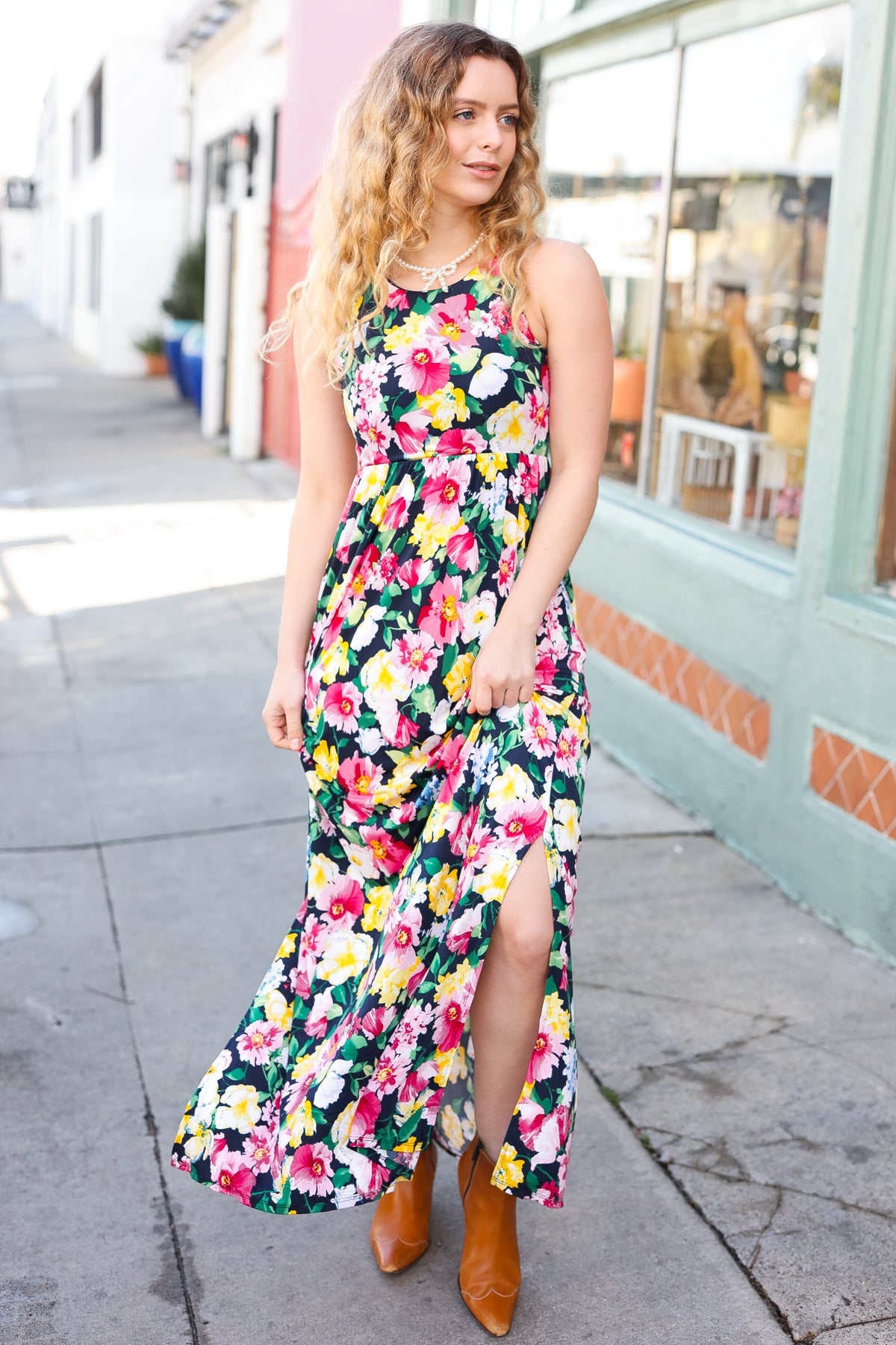 Easy Living Floral Sleeveless Maxi Dress