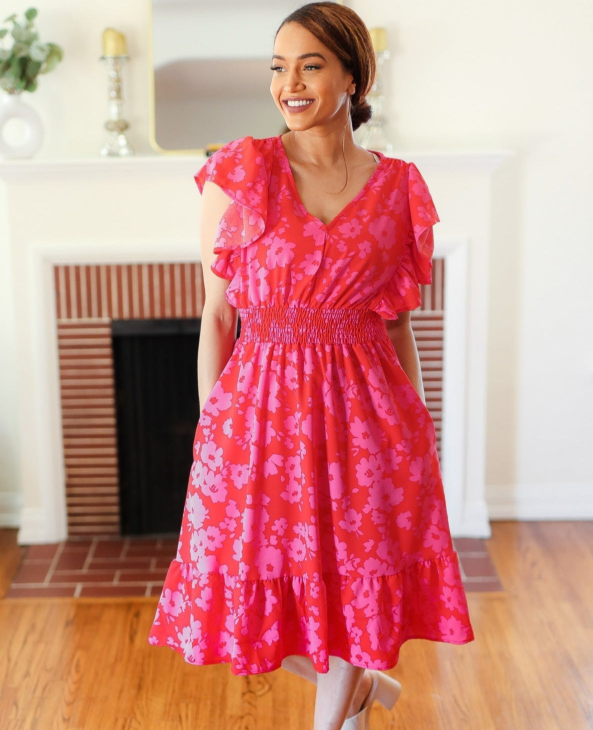 Remember Me Floral Smocked Midi Dress