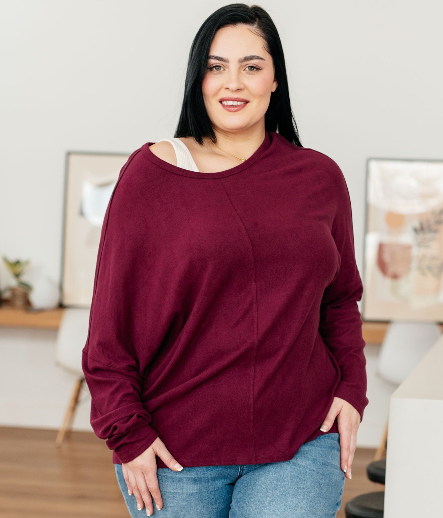 Drive Downtown Dolman Top | Wine
