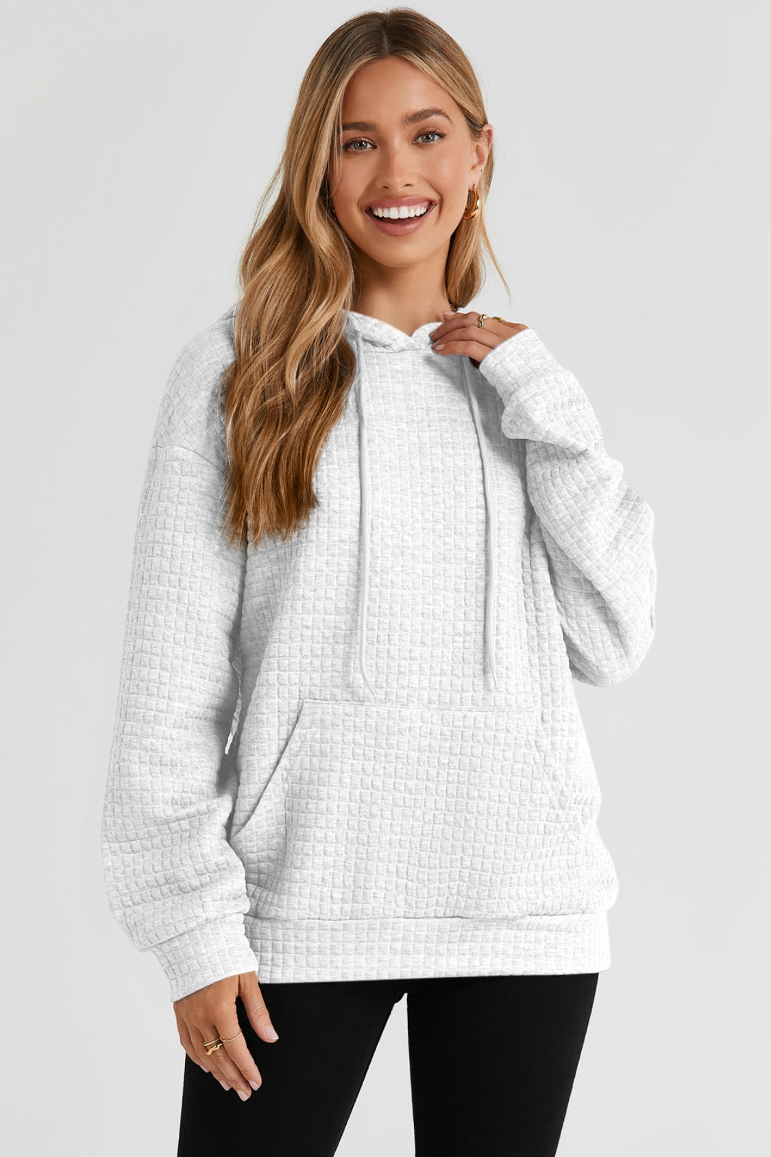 Quilted Pocketed Hoodie | Multiple Colors
