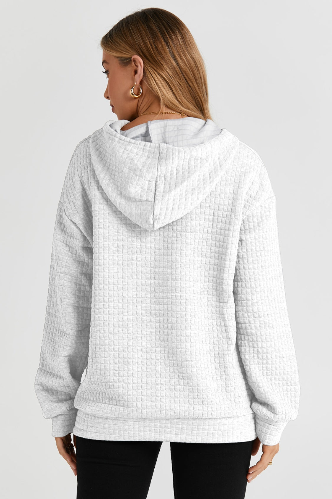 Quilted Pocketed Hoodie | Multiple Colors