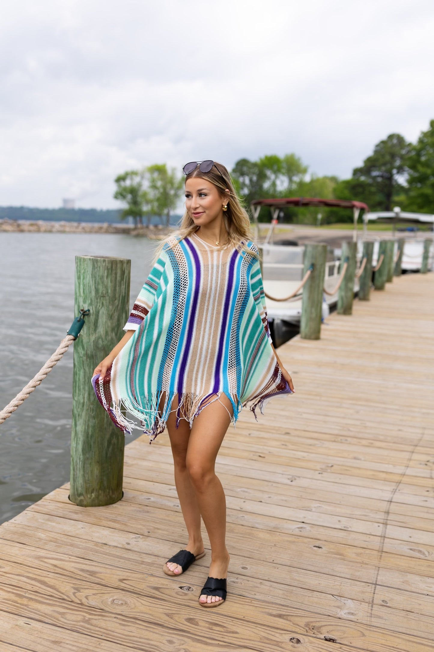 Mariana Striped Poncho | Multiple Colors