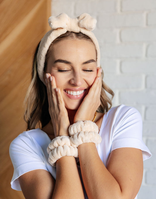 Effortless Days Stretchy Headband & Wristband Set | Cream