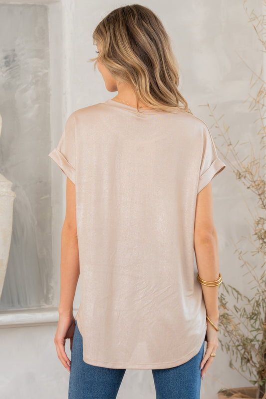 Nyla Shimmer Top | Taupe