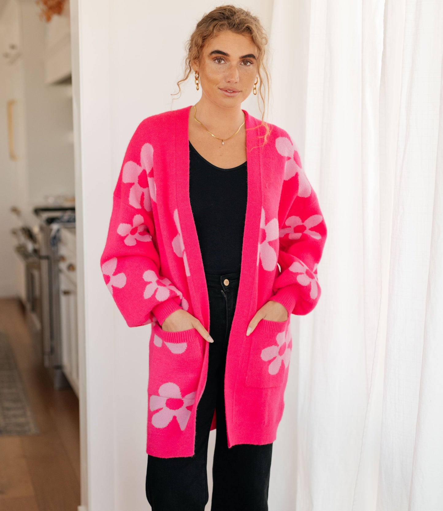 Enough Anyways Floral Cardigan | Pink