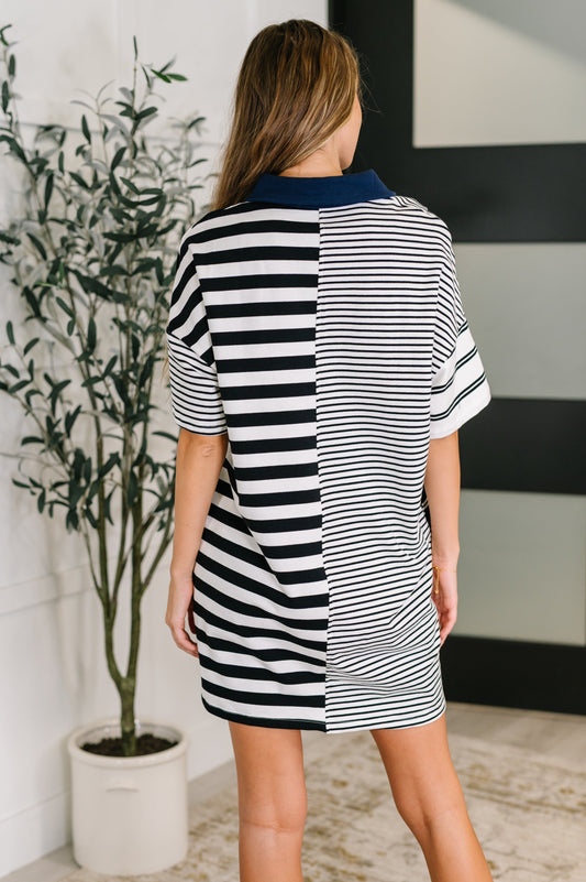Everlasting Love Striped Dress | Black & Navy