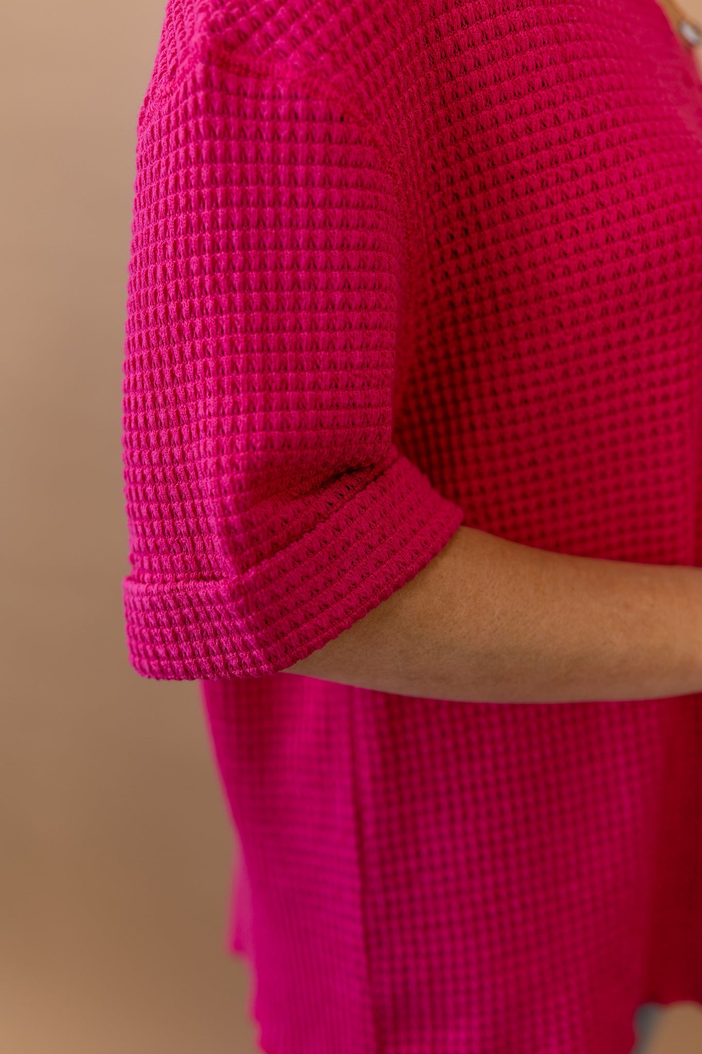 Tanya Waffle Knit Top | Fuchsia