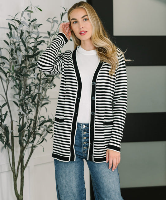 Finagle Your Way Striped Cardigan