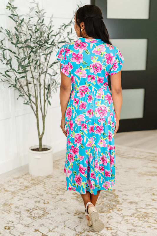 Fleurget Me Not Tiered Dress | Aqua