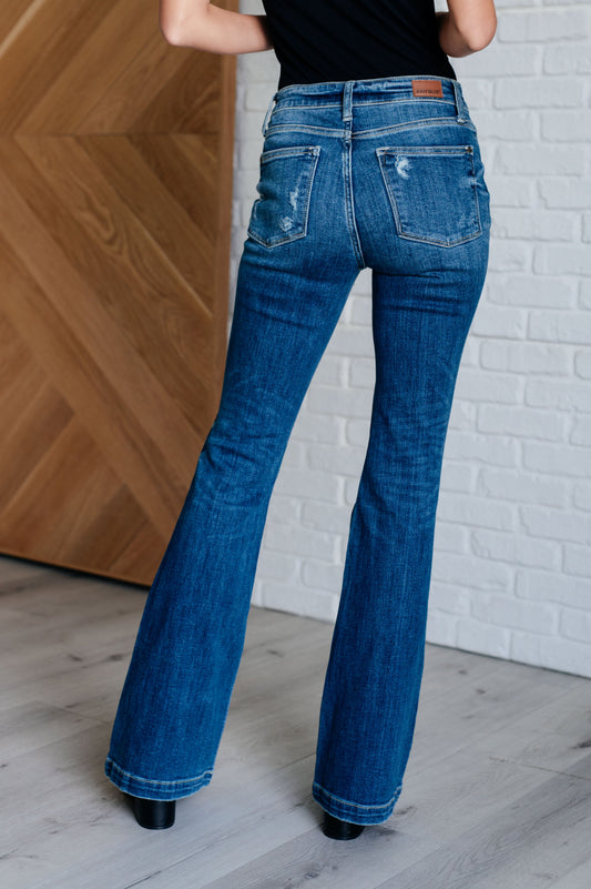 Gabriella Mid-Rise Distressed Flare Jeans | Judy Blue