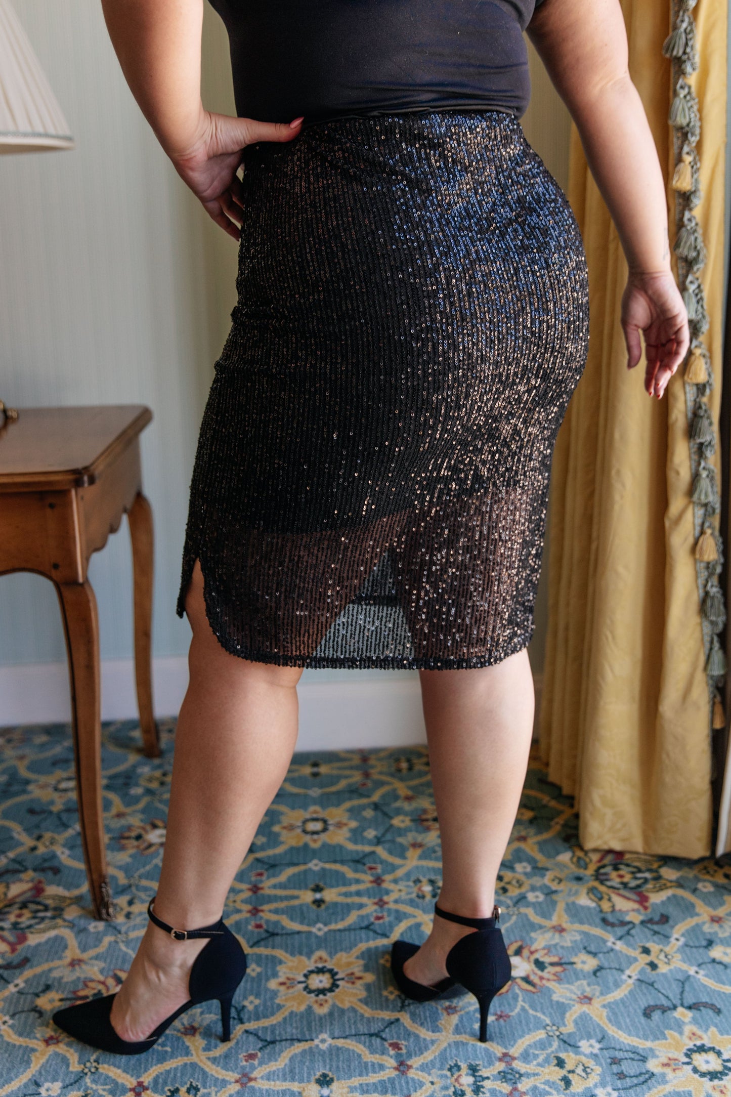 Gilded Age Sequin Skirt | Black