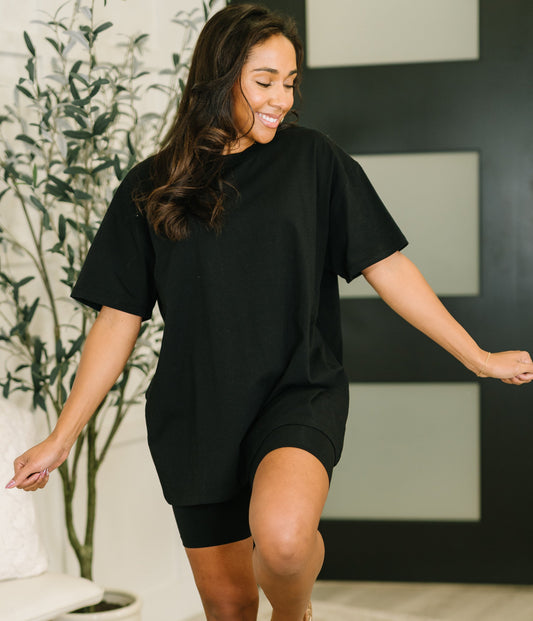Going Far Top & Biker Shorts Set | Black