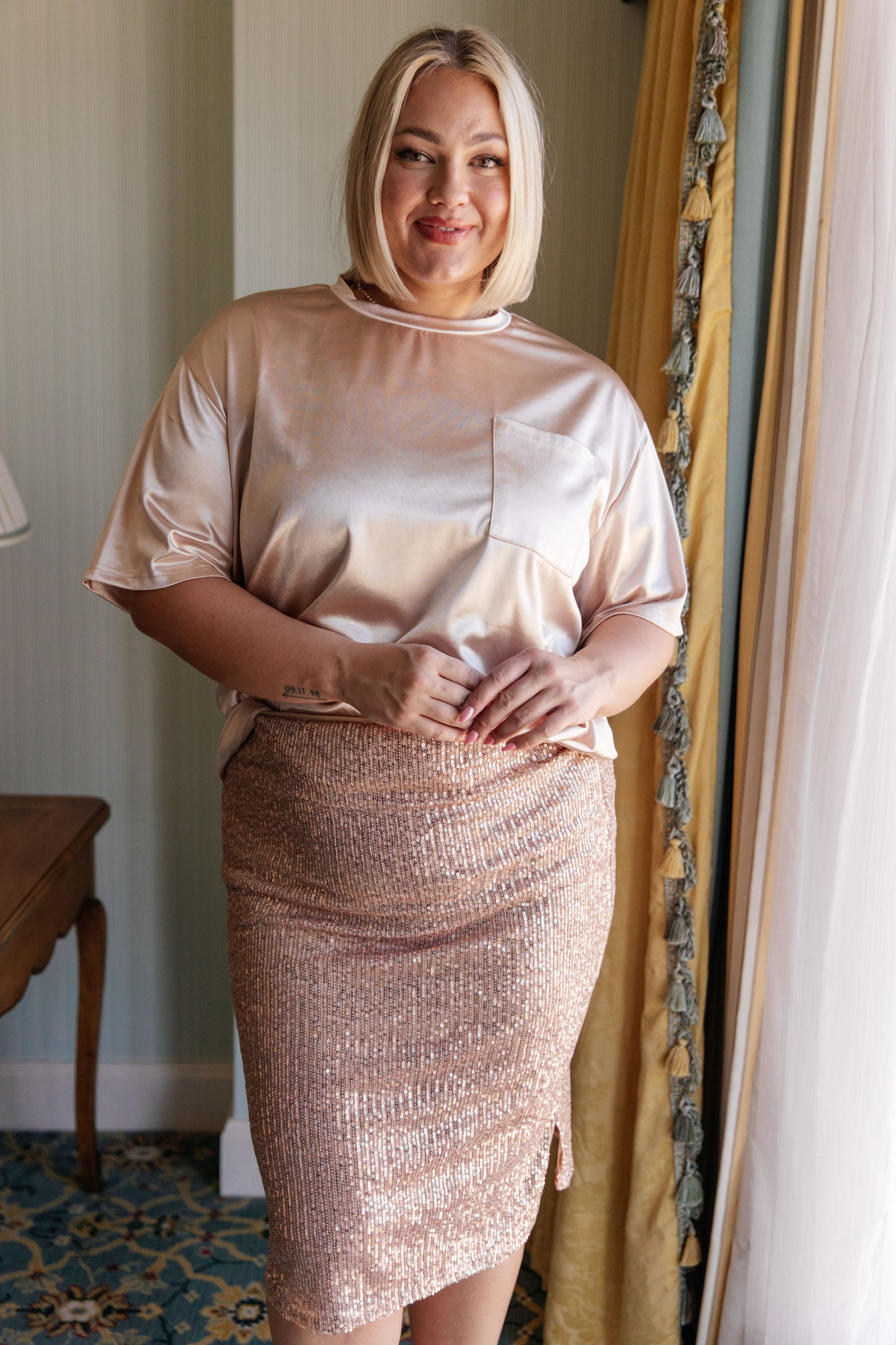 Gilded Age Sequin Skirt | Champagne