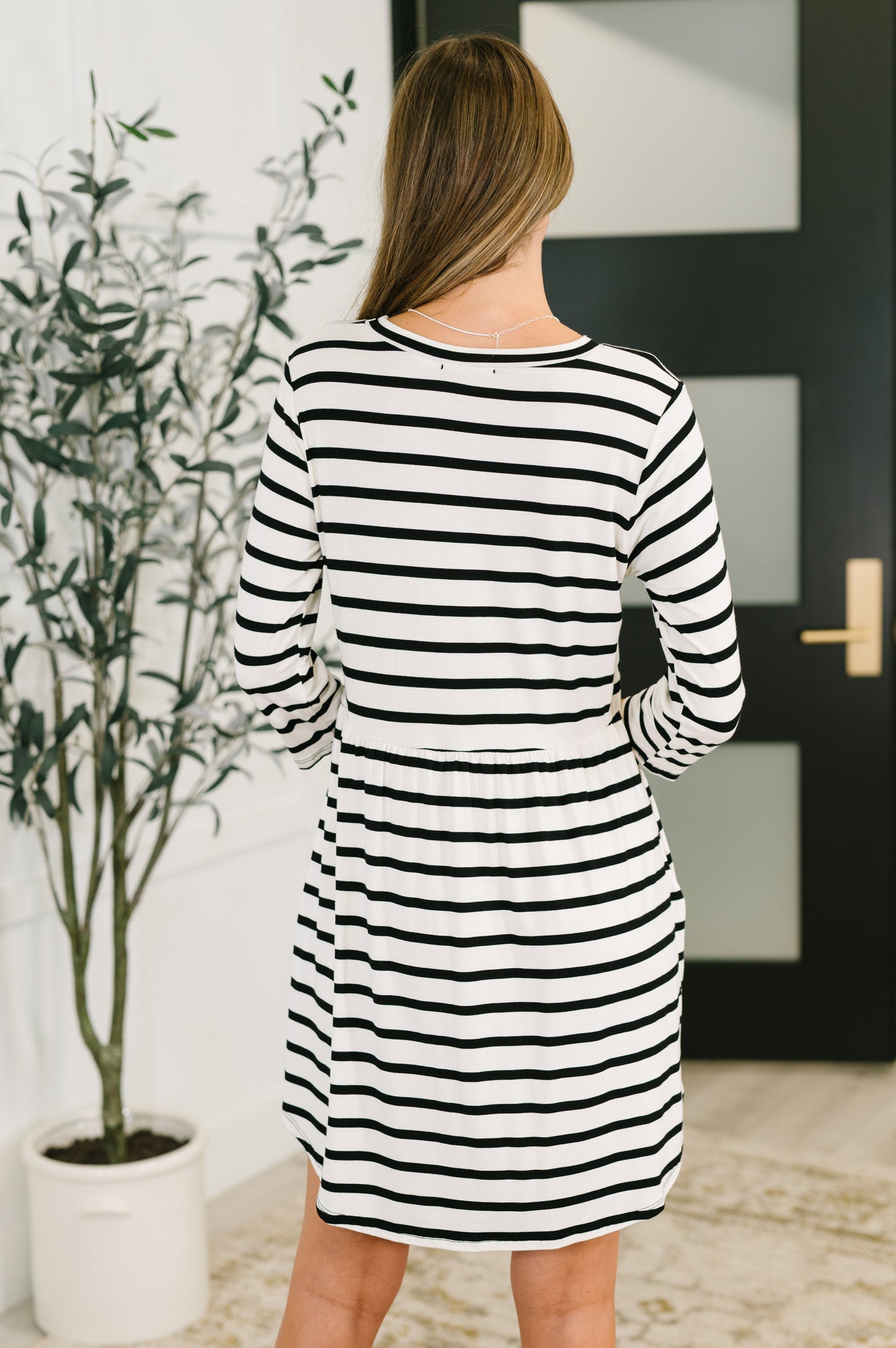 Haute Mess Casual Dress | Black & White Striped
